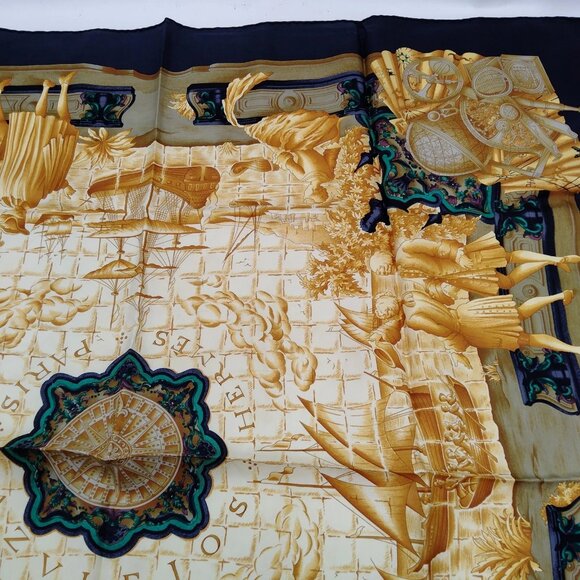 Authentic Hermes Carre 90 Azvlejos Black 100% Silk Scarf mn360-121325 - Picture 6 of 9